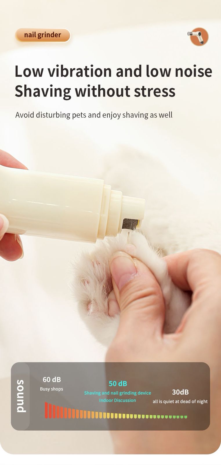 Rechargeable Pet Nail Grinder & Trimmer with LED light